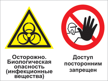 Кз 24 осторожно - биологическая опасность (инфекционные вещества). доступ посторонним запрещен. (пластик, 400х300 мм) - Знаки безопасности - Комбинированные знаки безопасности - Магазин охраны труда ohranatruda-shop.ru